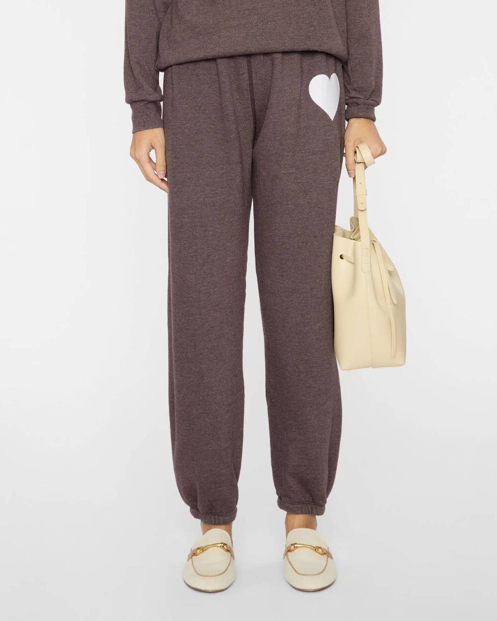 NEW SPRWMN heart jogger sweatpants in heathered brown